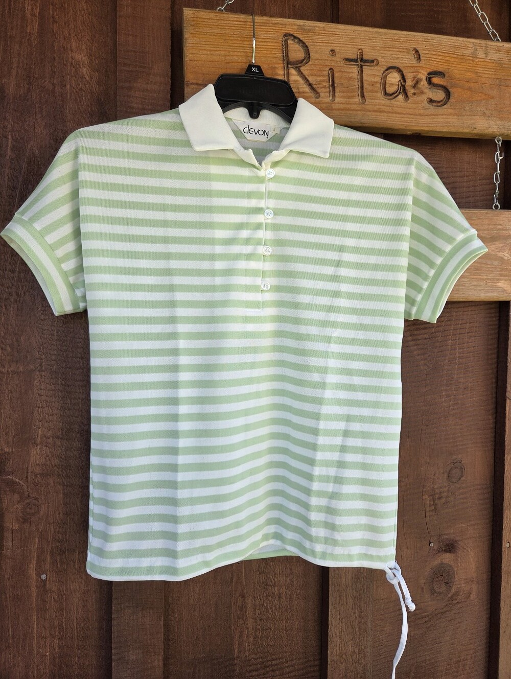 1970s Vintage Devon Polyester Striped Top